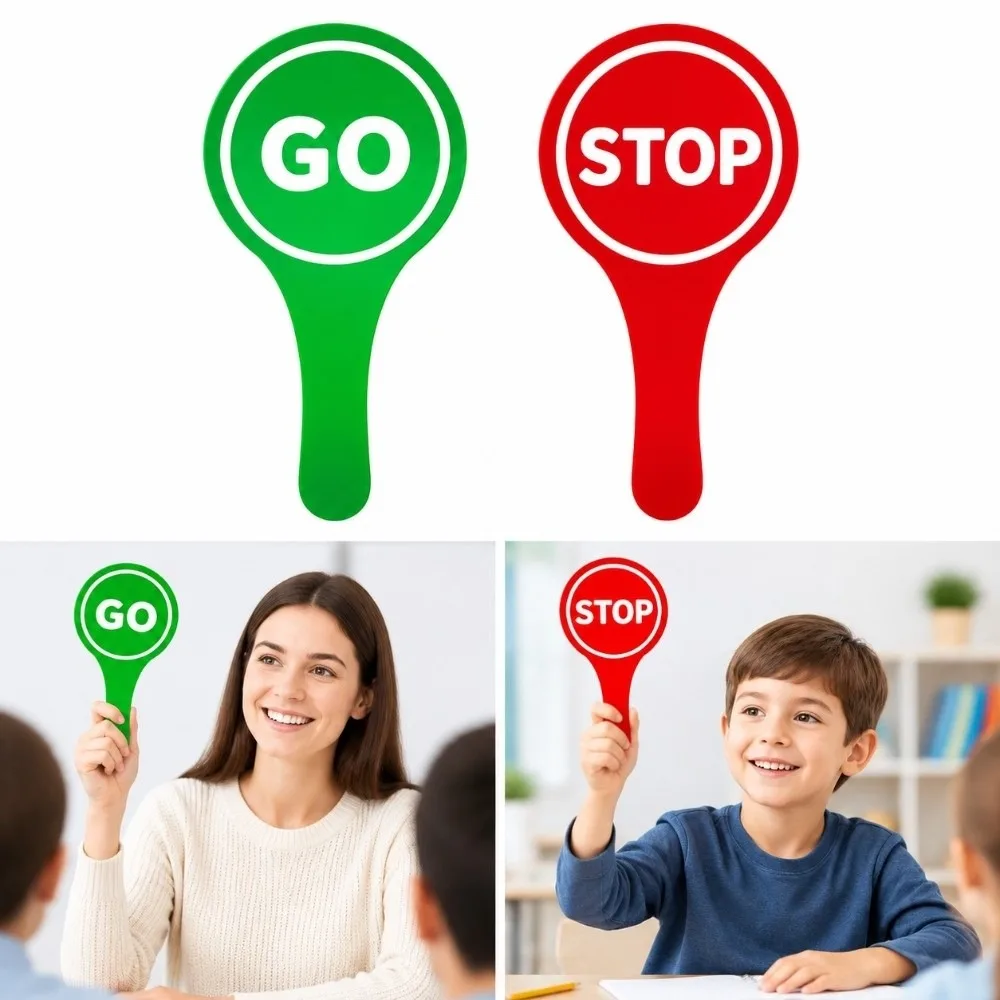 Double-Sided YES/NO Answer Paddle GO/STOP Quick Feedback Response Paddle PS Foam Board Red-Green Card Feedback Signal Cards