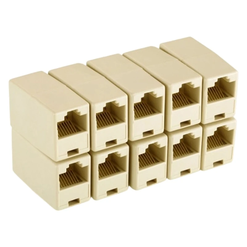 10Pcs RJ45 Ethernet Adapter Dual Straight Head LAN Cable Coupler 5 5E CAT6 6a Plug Extender Connector Socket