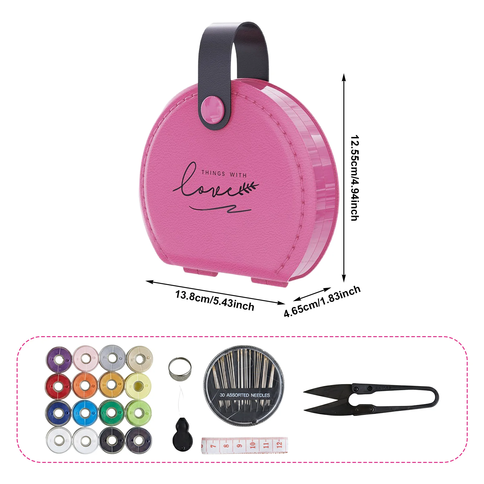 Complete Sewing Kit PU Leather for Dorm Home Use Portable Storage Organizer Dopamine Design Mending Tool Set Durable