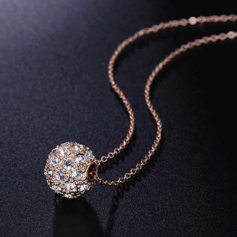 Y2K New Lady Stainless Steel Exquisite Girl Shiny Zircon Ball Pendant Ladies Elegant Luxury Necklace Jewelry Fashion Gift