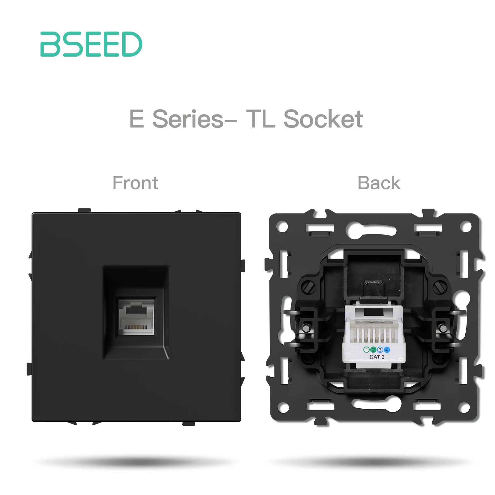 BSEED Tastenschaltermodul USB Telefon Ladebuchse Teile Wandlichtschalter Schlüsseleinsatz Kunststoffrahmen Kombination E-Serie Schwarz 8