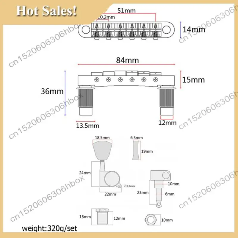 -HOPE A Set Gold String Saddle Tune-O-Matic Bridge&Tailpiece For Gb Lp Style Electric Guitar