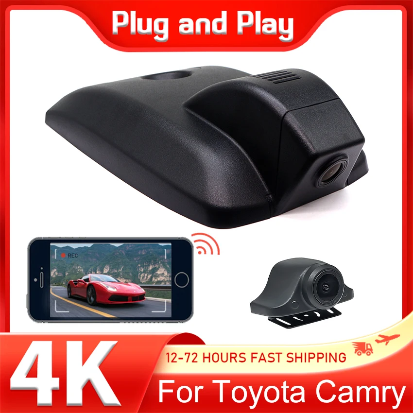 Car DVR Dash Cam for Toyota Camry 8th Gen (XV70) 2024 2023 2022 2021 2020 2019 2018, Plug and Play 4K UHD DashCam