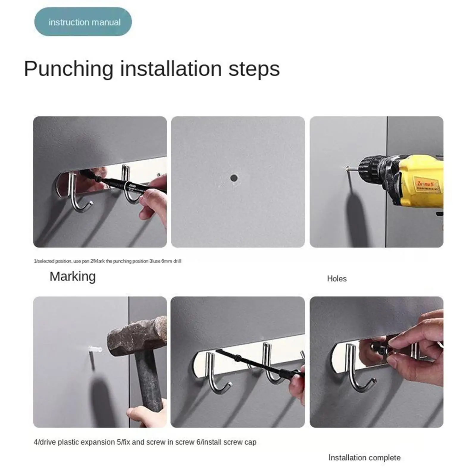 Stainless Steel Broom Mop Holder Wall Mount Organizer with Self Adhesive Glue for Kitchen Bathroom Laundry Garage Storage