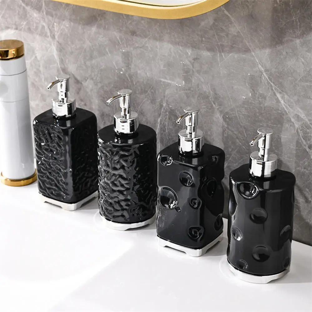 550ml Square Cheese Pattern Lotion Bottle Shampoo Dispenser Refillable Bottles Pump Container Plastic Liquid Storage Bath Supply