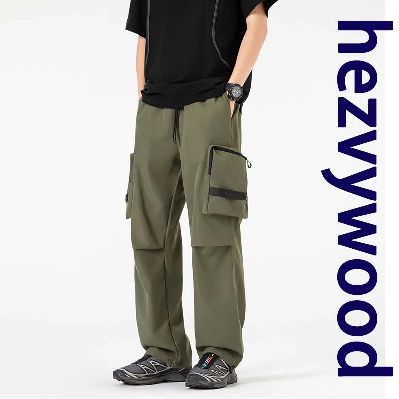 

2025 New Men's Workwear Pants, European and American Men's Loose Straight Casual Pants, Men's Workwear Pocket Outdoors Pants
