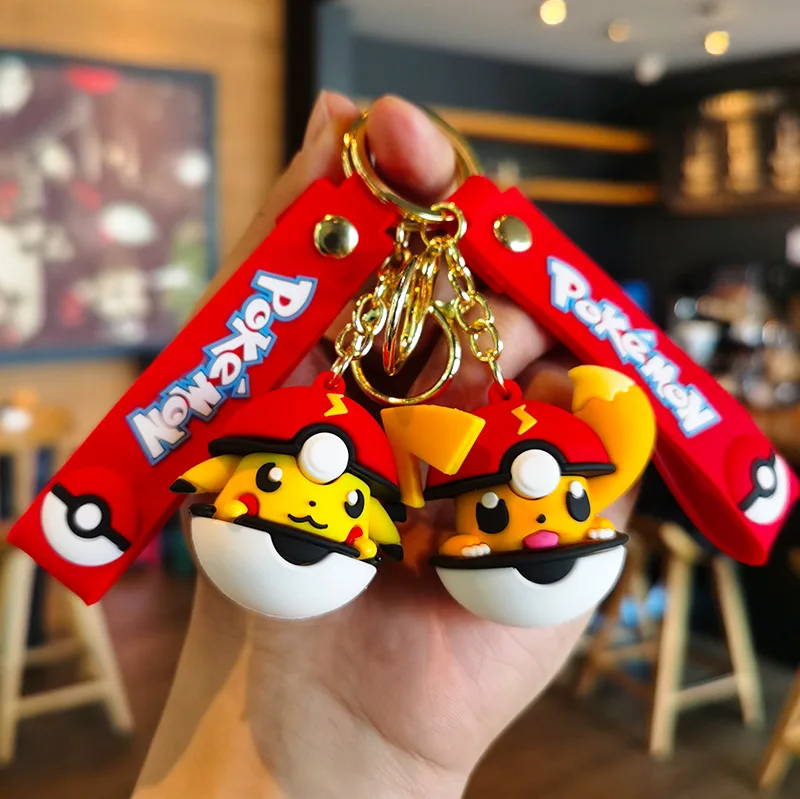 

2nd Generation Poké Ball Series Pikachu Keychain Angry and Mischievous Cartoon Cute Pikachu Doll Machine Car Keychain Gift