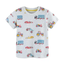 Jumping Meters 2-7T Boys T Shirts With Cartoon Cars Print Short Sleeve Summer Baby Clothing Fashion Baby Shirts Tops Kids Wear