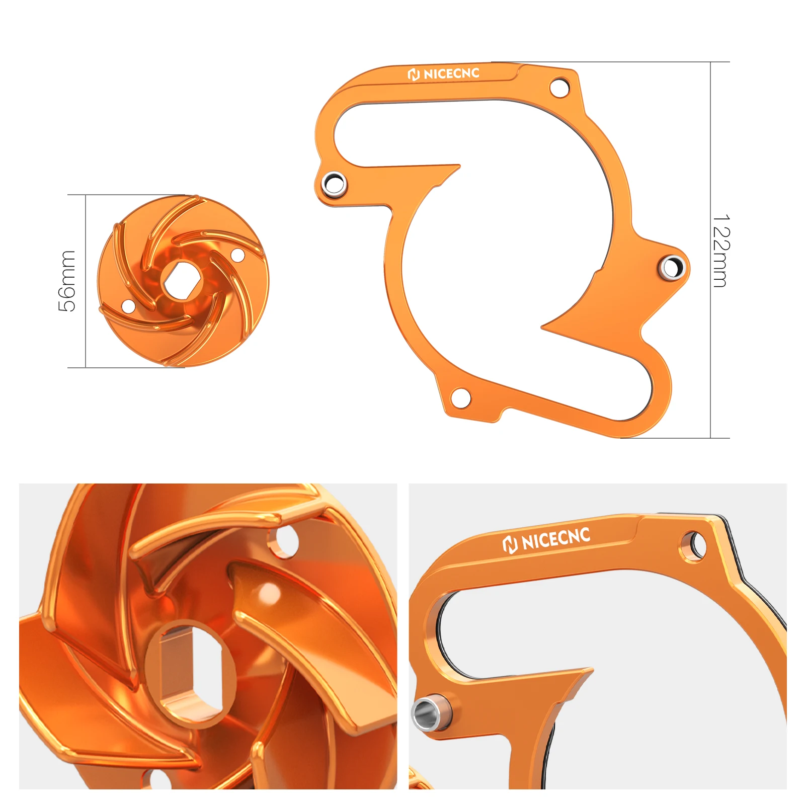 (EU-Lager) Für KTM LC8 950 990 Adventure Super Duke Supermoto SMT SMR Übergroßes Wasserpumpen-Laufrad-Abstandshalter-Kit – Detail 2