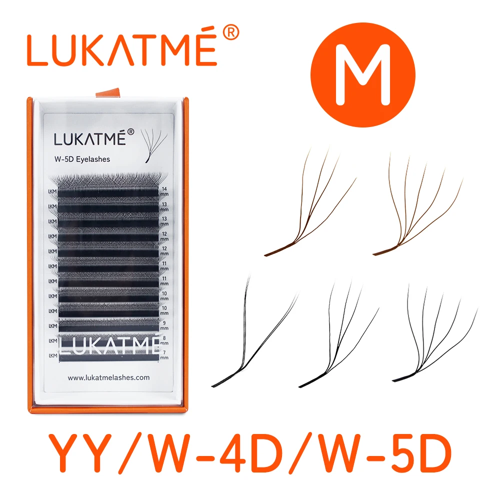LUKATME M Curl Eyelash Extension Premade Fans Black Brown 4D 5D Fox YY Lashes 7-14mm BASF LU False Lashes