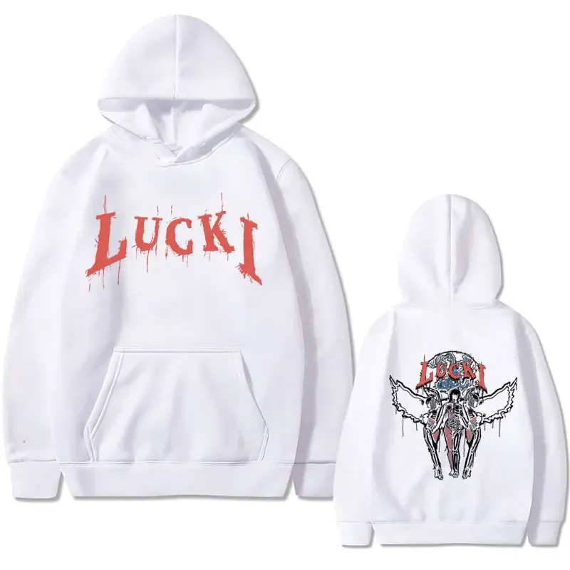 Rapper Lucki Faith Graphic Print Hoodie Male Casual Fashion Streetwear Men\'s Hip Hop Vintage Oversized Sweatshirt Men Clothes