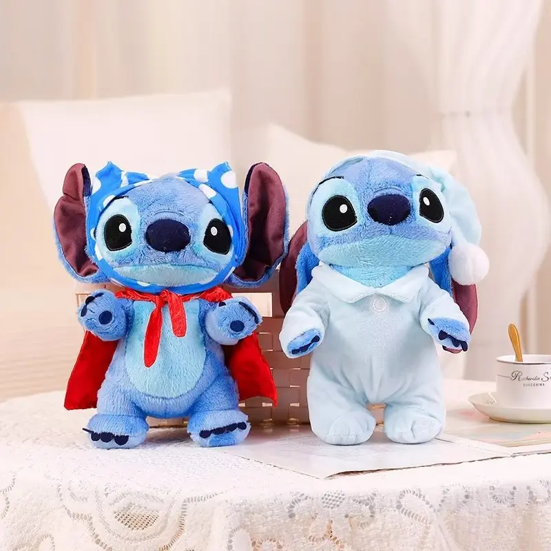 

Disney Stitch Plush Toys Kawaii Pajamas Cloak Series Stuffed Doll Soft Peluche Anime Figures Sofa Pillow Birthday Gift