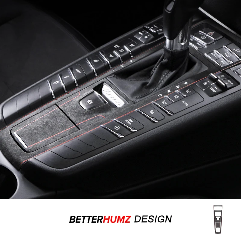 Für Porsche Macan 2014-2024 Hergestellt aus Alcantara Mittelkonsole Getriebe Shifter Panel Trim Aufkleber Auto Innen Tuning Zubehör
