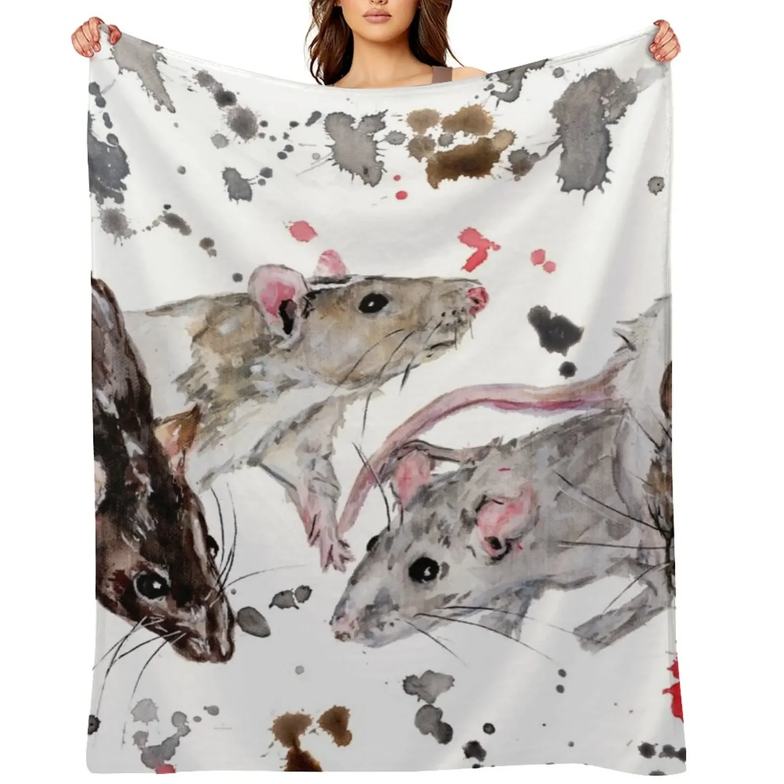 

Watercolour Rats Throw Blanket Decorative Sofa Weighted Cute Plaid for sofa Blankets