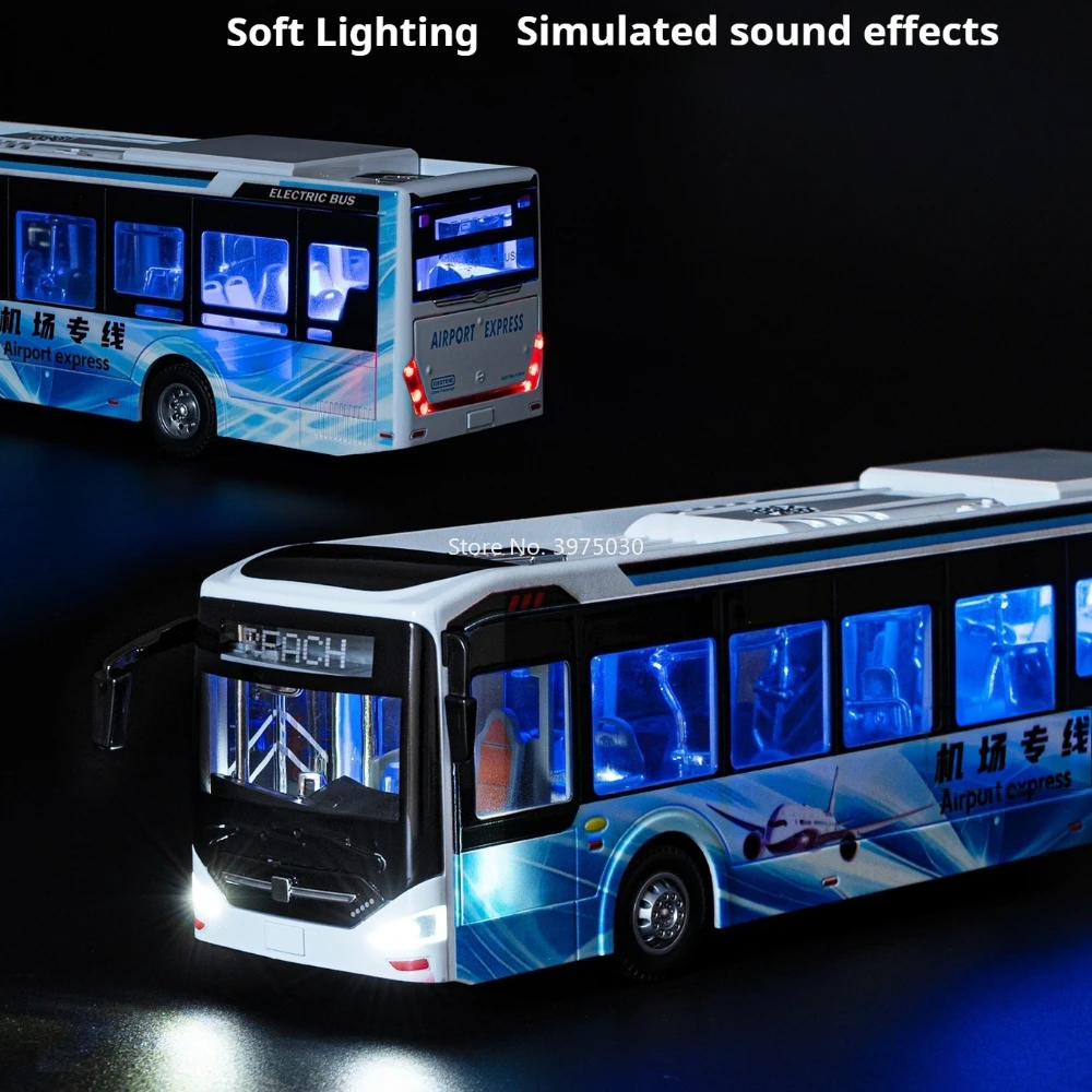 1:42 novos modelos de ônibus de energia carros brinquedo liga diecast roda puxar para trás ônibus em miniatura com veículo de música leve meninos brinquedos educativos