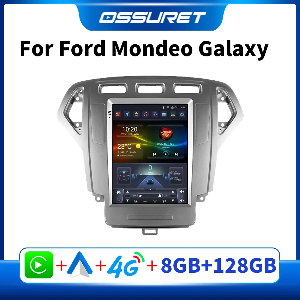 

2 Din Android Car Radio for Ford Mondeo Mk4 Galaxy A/C 2007-2010 Carplay Head Unit Multimedia Video Player 9.7" Vertical Screen