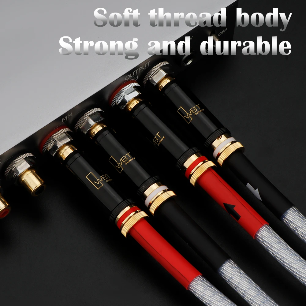 Preffair Cable de interconexión RCA Phono Audiophile chapado en plata de alta gama Cable de Audio HIFI con enchufes RCA soldados WBT chapados en oro