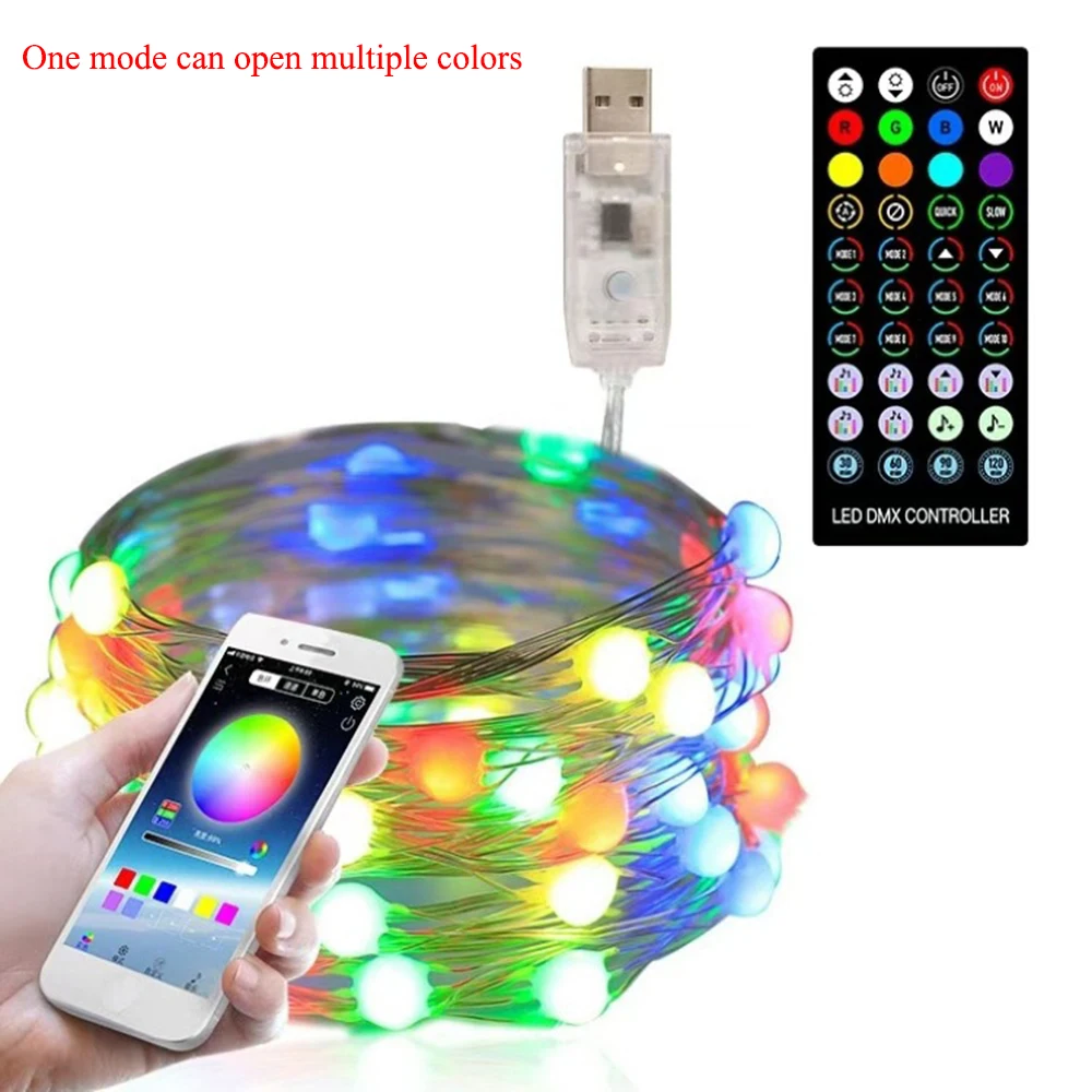 5/10/20M LED Bluetooth String Light Christmas Tree Decoration Remote Control USB Wedding Navidad Garland Curtain Lamp Fairy Home