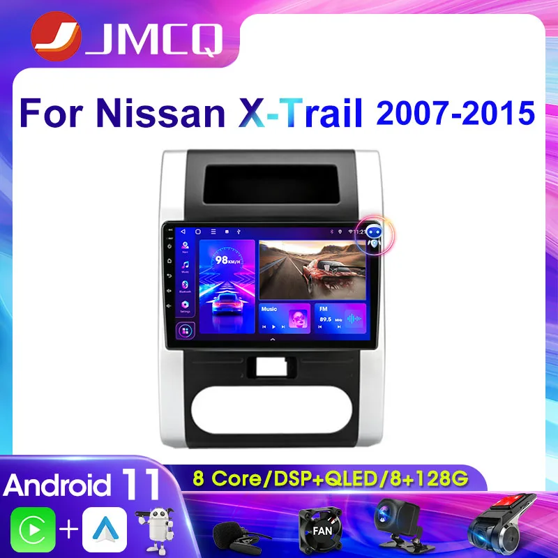 

Автомобильная магнитола JMCQ 2Din 4G Android 11 для Nissan X-Trail T31 2007-2015 мультимедийный видеоплеер навигация GPS головное устройство Carplay