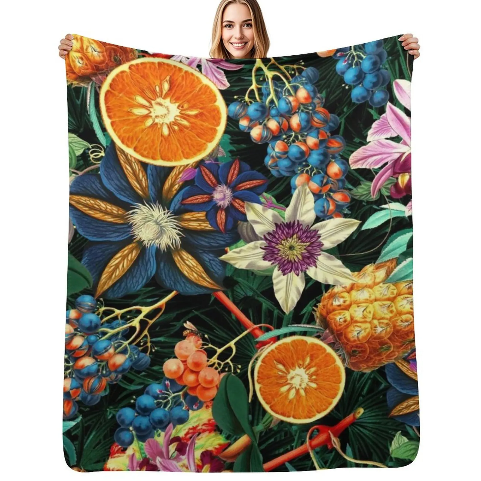

Tropical Orange Garden Throw Blanket Quilt Vintage warm winter Luxury Thicken Blankets