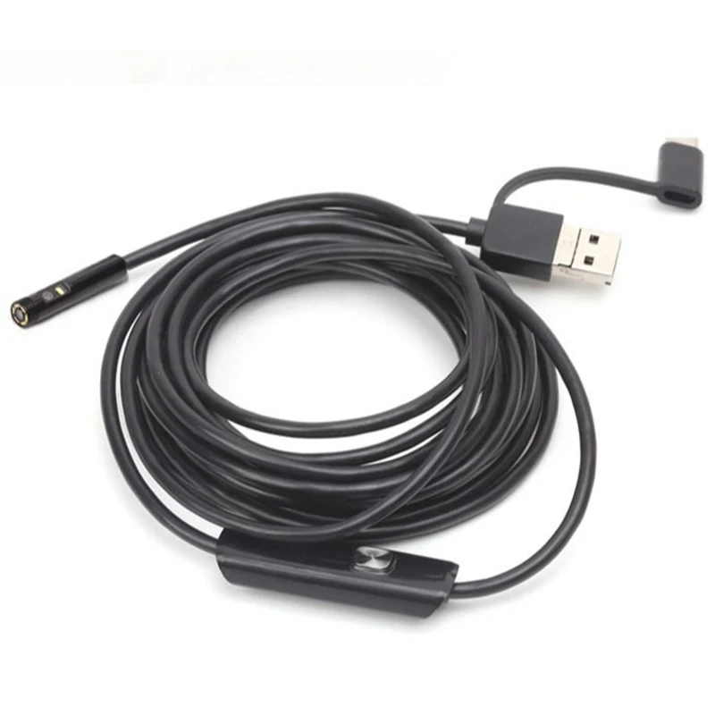 3 in 1 6mm Dual Lens Industrial Pipeline Endoscope HD Camera Car Repair Inspection Probe USB Android Phone