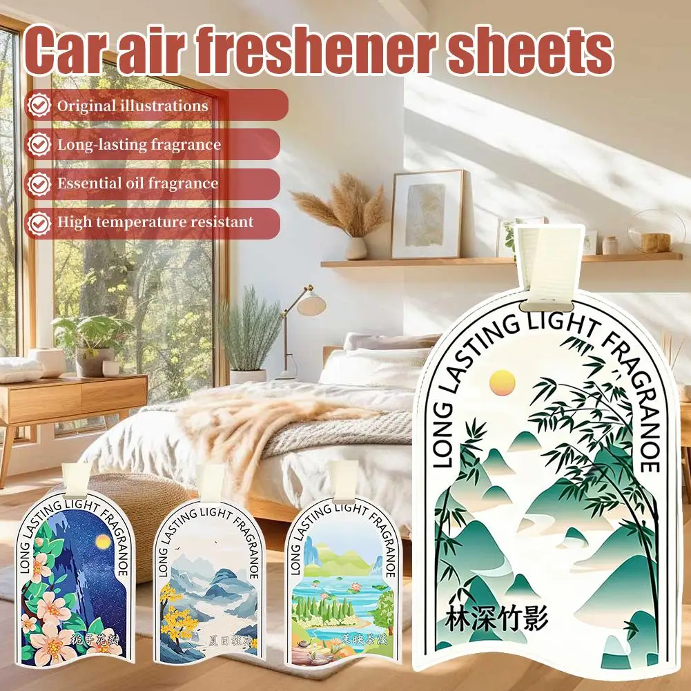 

Essential Oil Scented Hanger Thick Cotton Sheet Long Lasting 4 Weeks Aroma Oriental Art Design Wind Chime Shape for Car