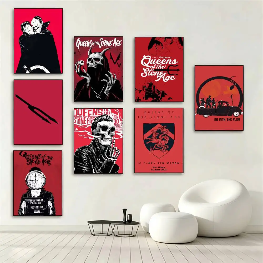 Queens Of The Stone Age Poster Waterproof Wall Art Sticker For Bar Living Room Vintage Decor High Quality Print Gift