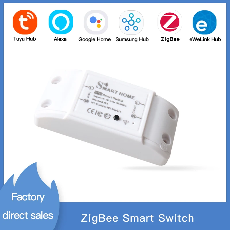 Умный выключатель ZigBee TuYa, универсальное устройство с беспроводным дистанционным управлением, работает с Alexa Google Home Alice