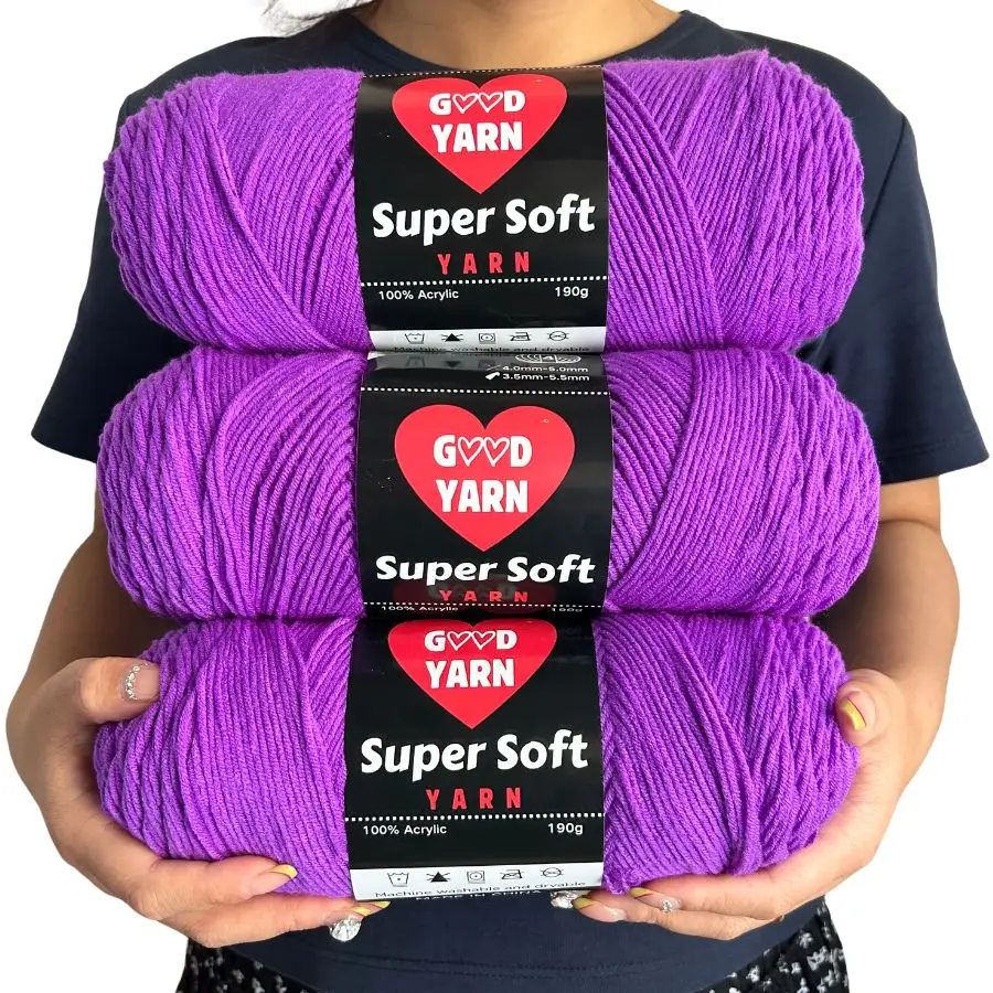 190g*3 Stück Weiches & Gemütliches Mehrfarbiges Acrylgarn zum Häkeln & Stricken - Perfekt für die Herstellung Eigener Decken, Kleidung, Taschen – Detail 1