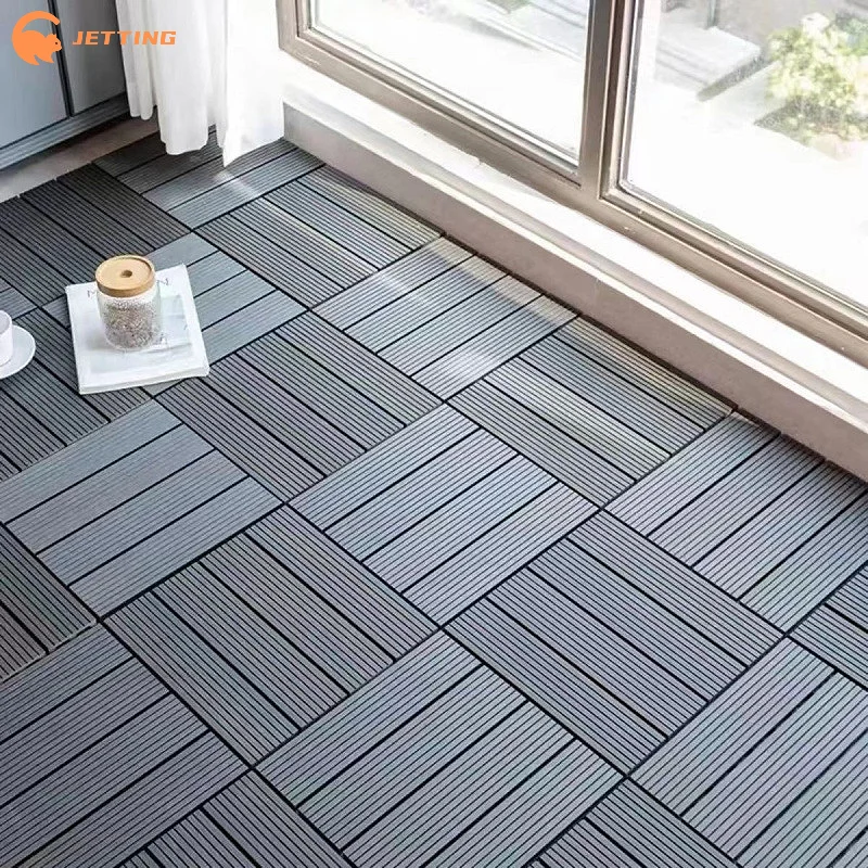 (Nouveau) 1 pièce de revêtement de sol en bois-plastique, kit de revêtement de sol pour balcon extérieur imperméable, durable et facile à nettoyer