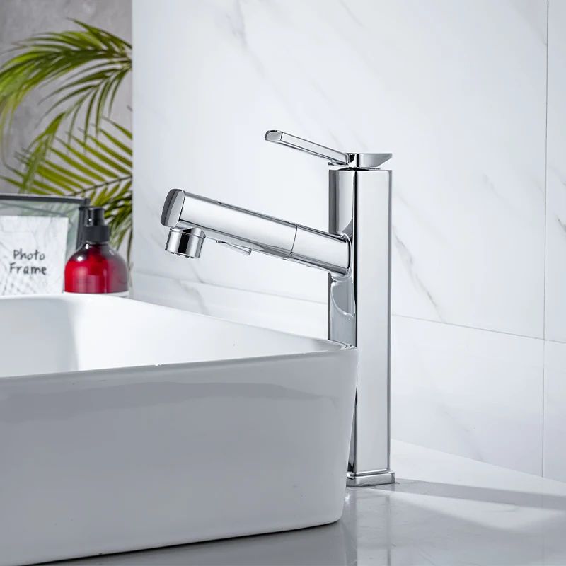 

New Easy-to-Install Multi-Functional Pull-Out Faucet for Bathroom and Kitchen, with Dual-Temperature Function