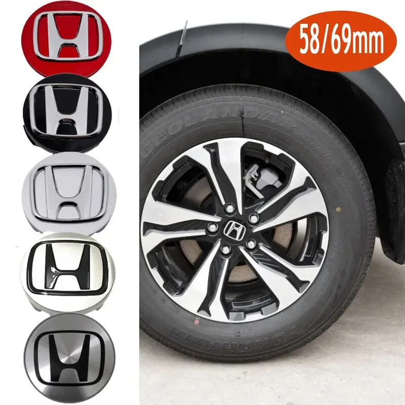 58mm 69mm Car Wheel Center Cover Tire Badge Accessories for Honda Accord City Civic Odyssey HRV CRV Jazz Vezel Insight CRZ Fit