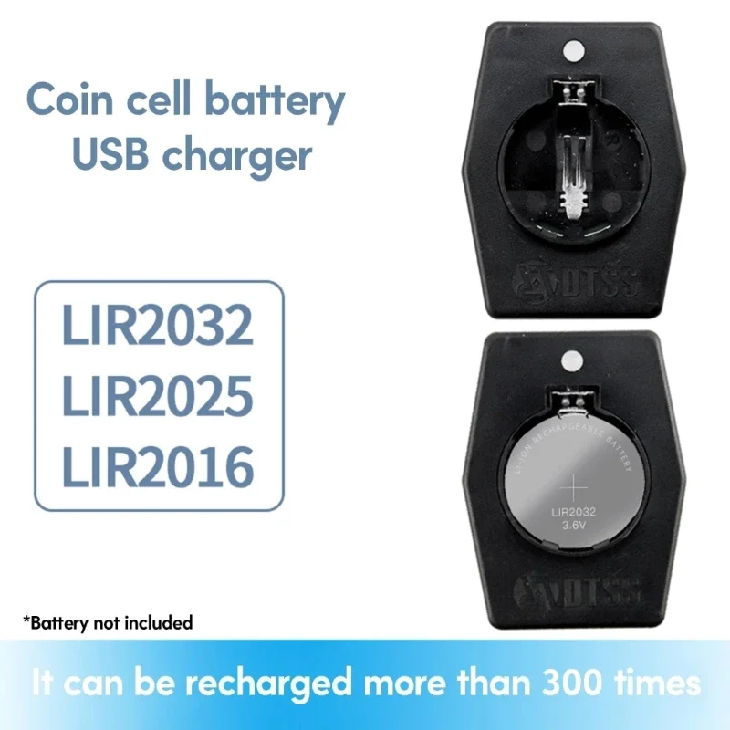 5pcs Rechargeable Button with Type-C Batteries Charging Adapter for LIR2032, 2025, and 2016 Batteries