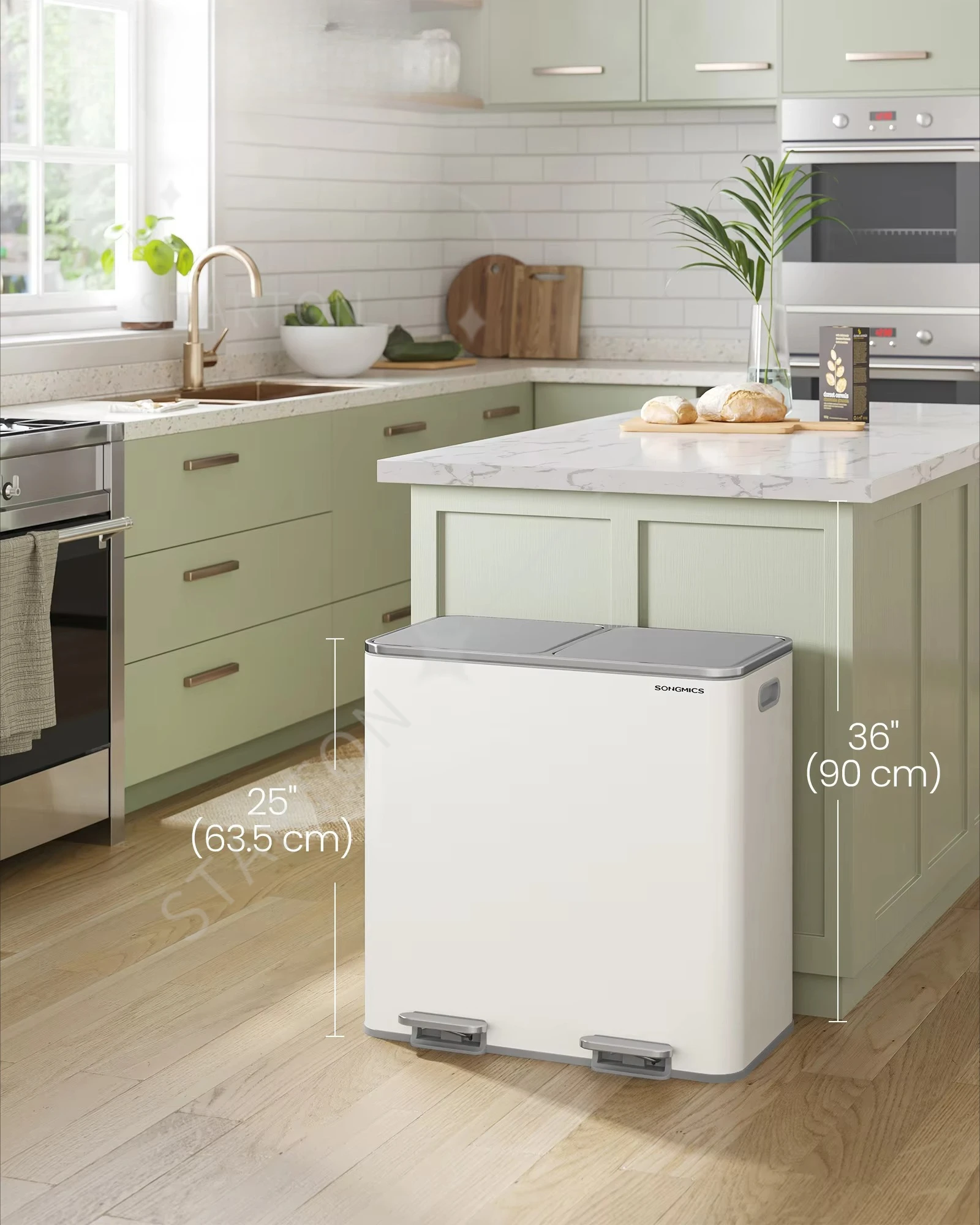 

80л мусорный бак с двойным отделением и мягким закрыванием, массивная ножная педаль, мусорное ведро из нержавеющей стали, корзина для переработки