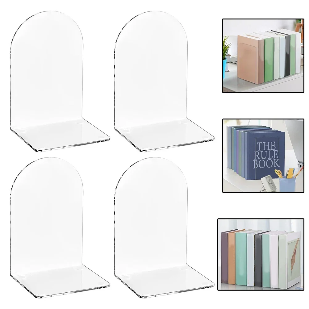 

4 Piece Bookend Set Sturdy Metal Construction with Non Slip Design for Organizing Books Magazines and More in Any Workspace