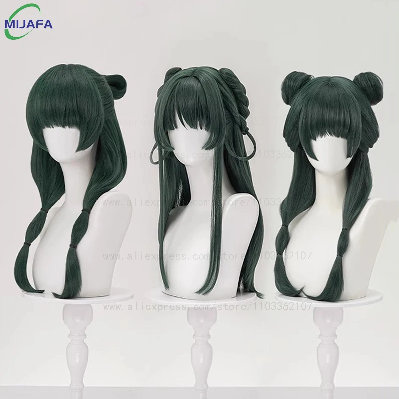 

High Quality Maomao Cosplay Wig The Apothecary Diaries Dark Green Heat Resistant Synthetic Hair Party Anime Mao Mao Wigs +WigCap
