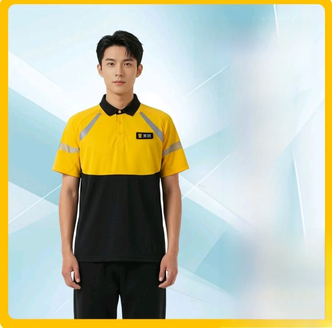 Meituan 26 Styles Rider Collared Short Sleeve  Shirt Men's Work Uniform Top Spring 2026 Other Profession Workwear