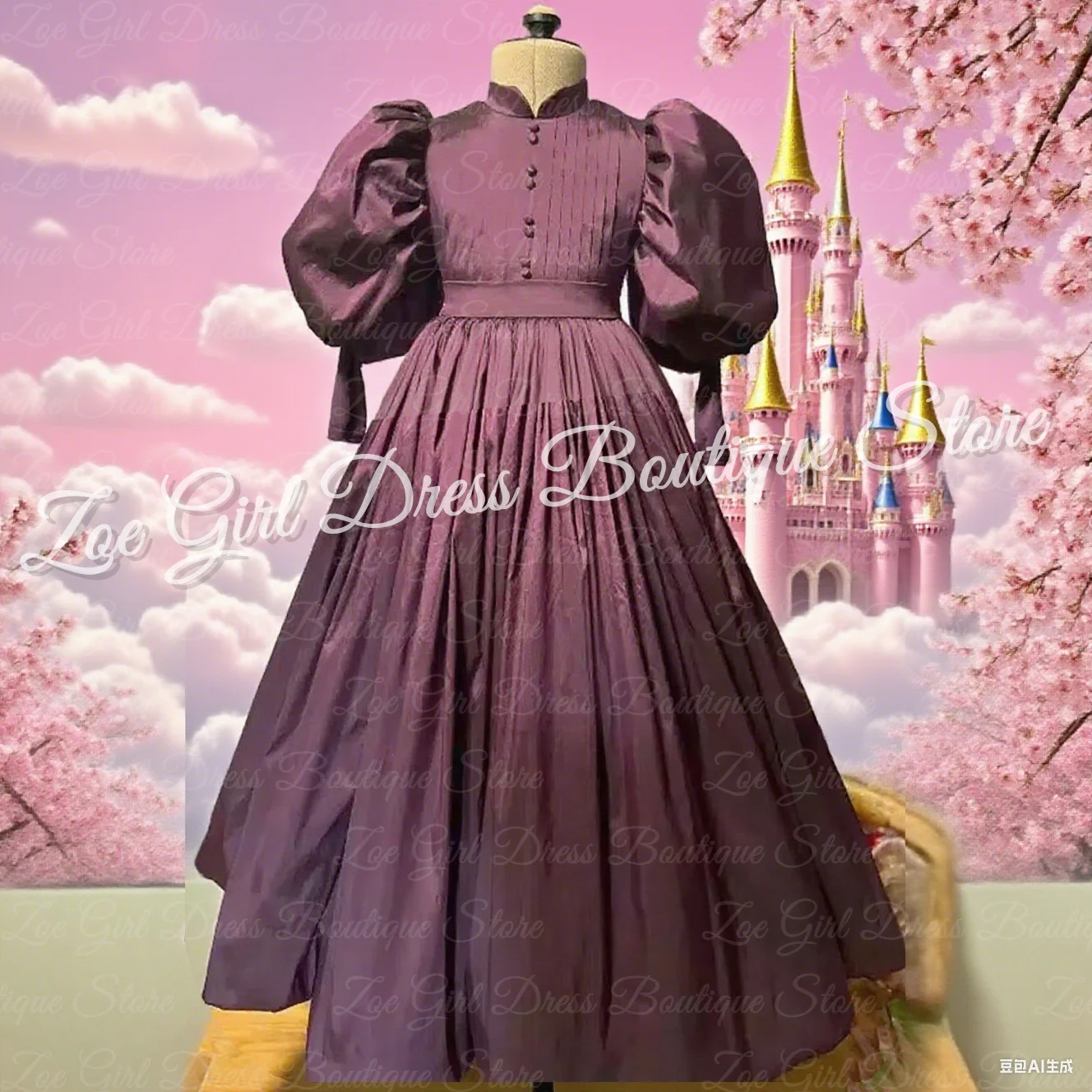 

Purple Flower Girl Dresses for Wedding Button Full Sleeves Ball Gowns Baby Girl Birthday Gowns First Communion Gowns Customized