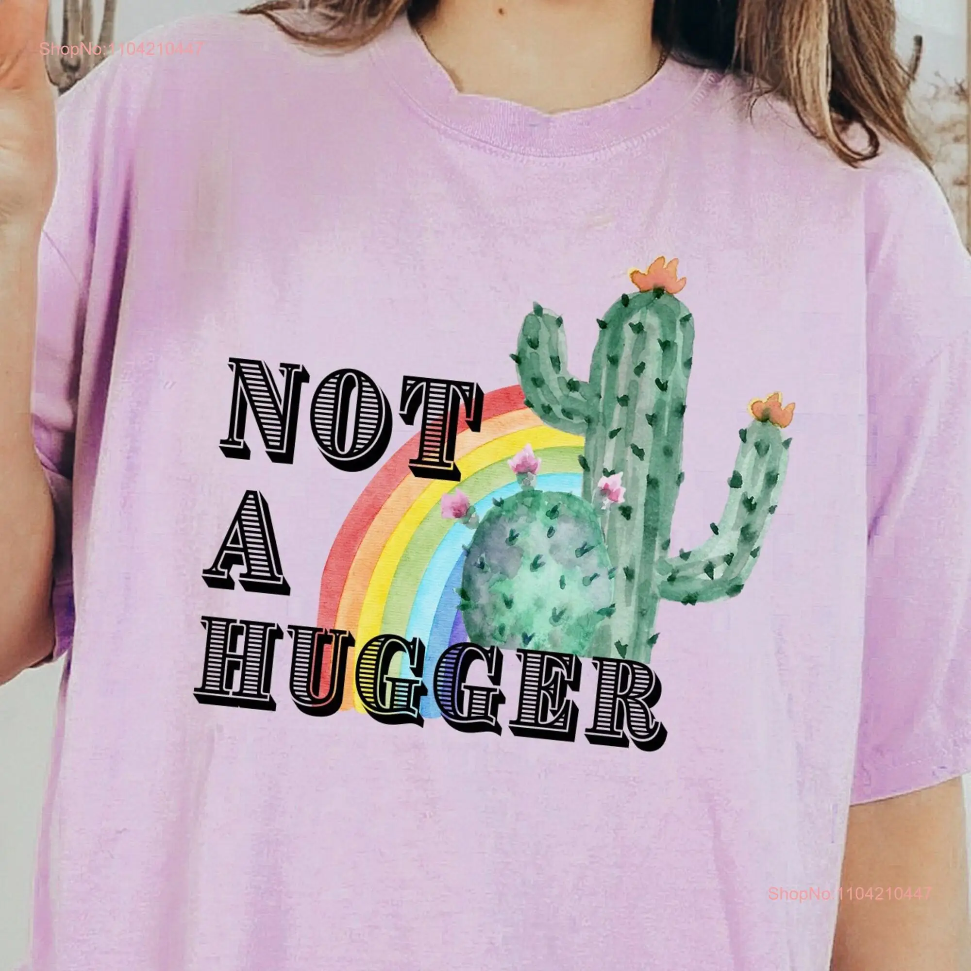 Comfort Colors Not A Hugger T Shirt Funny Saying Rainbow Sarcastic Nature Lover Social Distancing long or short sleeves