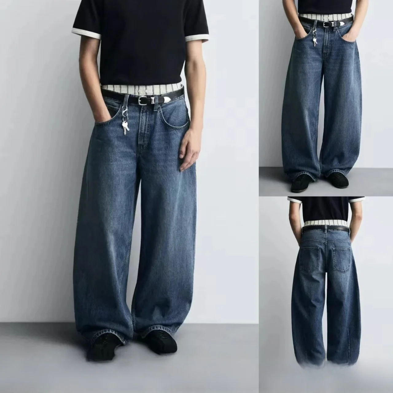 

New 2025 Autumn Men's Casual Loose Fit Waed Denim Jeans Bend Knife Sle Comfortable Breathable Cotton Youth Leisure Jeans