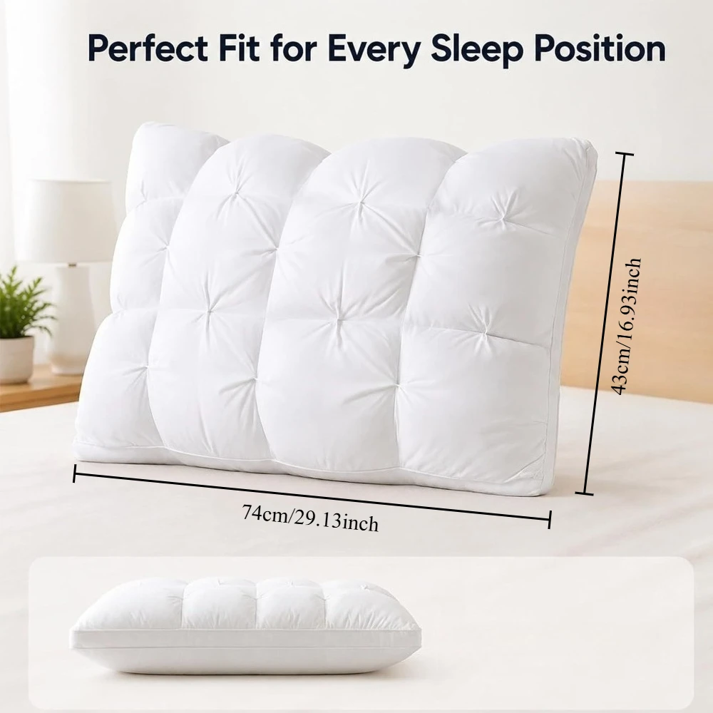 Luxury Soft Hotel Quality Gusseted Pillow for Side, Back, and Stomach Sleepers, Relieves Neck, Head, and Shoulder Discomfort