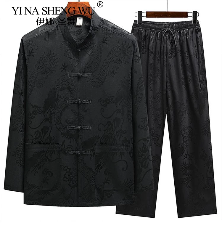 بدلة تانغ كاجوال من الحرير الجليدي للرجال بأكمام قصيرة وفضفاضة مقاس كبير ملابس صيفية على الطراز الصيني من Hanfu مجموعة ملابس تاي تشي #2