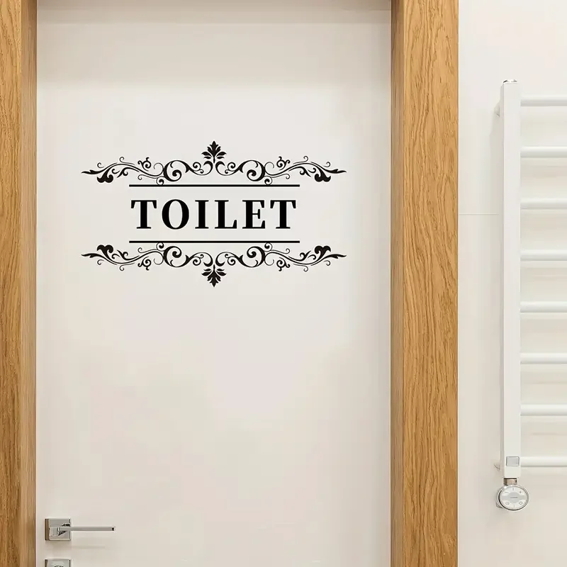 1pc Toilet Sign Door Sticker, Self-Adhesive Wall Stickers, Toilet Home Decoration Wall Stickers, Removable Stickers