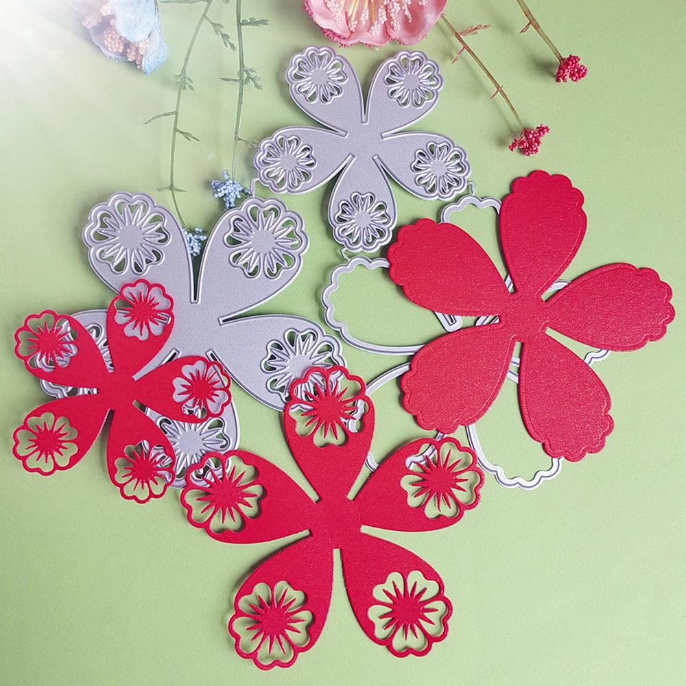 

Delicate large openwork flowers cutting dies for English letters, scrapbooks, reliefs craft stamps, photo album puzzl