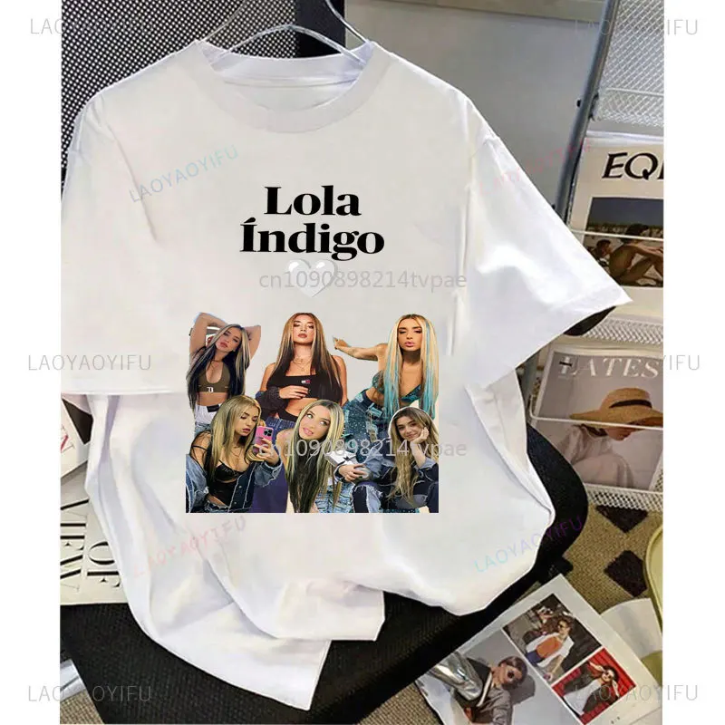 2025 لولا النيلي Camiseta جولة ميرش القطن س الرقبة روح الدعابة تي شيرت اسبانيا المغني شعبية قميص رائجة البيع القمم امرأة Y2k الملابس #5