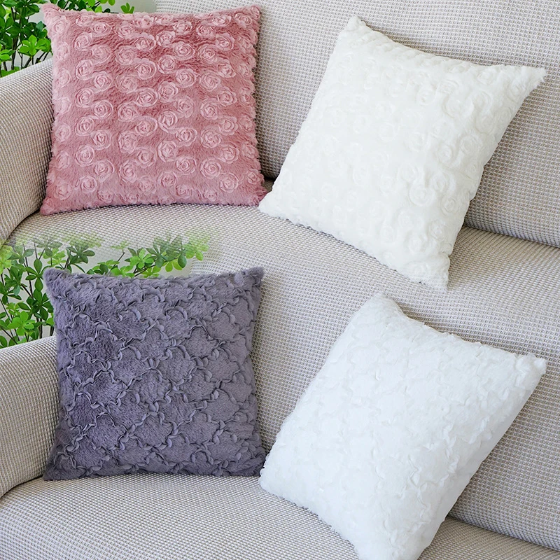 

Fluffy Fur Plush Pillowcase 45x45cm Living Room Decorative Pillow Cover Sofa Throw Pillow Case Soft Seat Cushion Cover