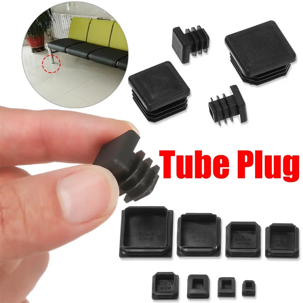 10Pcs/Pack Plastic Square Blanking End Caps Wear-resistant Furniture Feet Anti-slip Pad Chair Leg Caps Floor Caps Protection