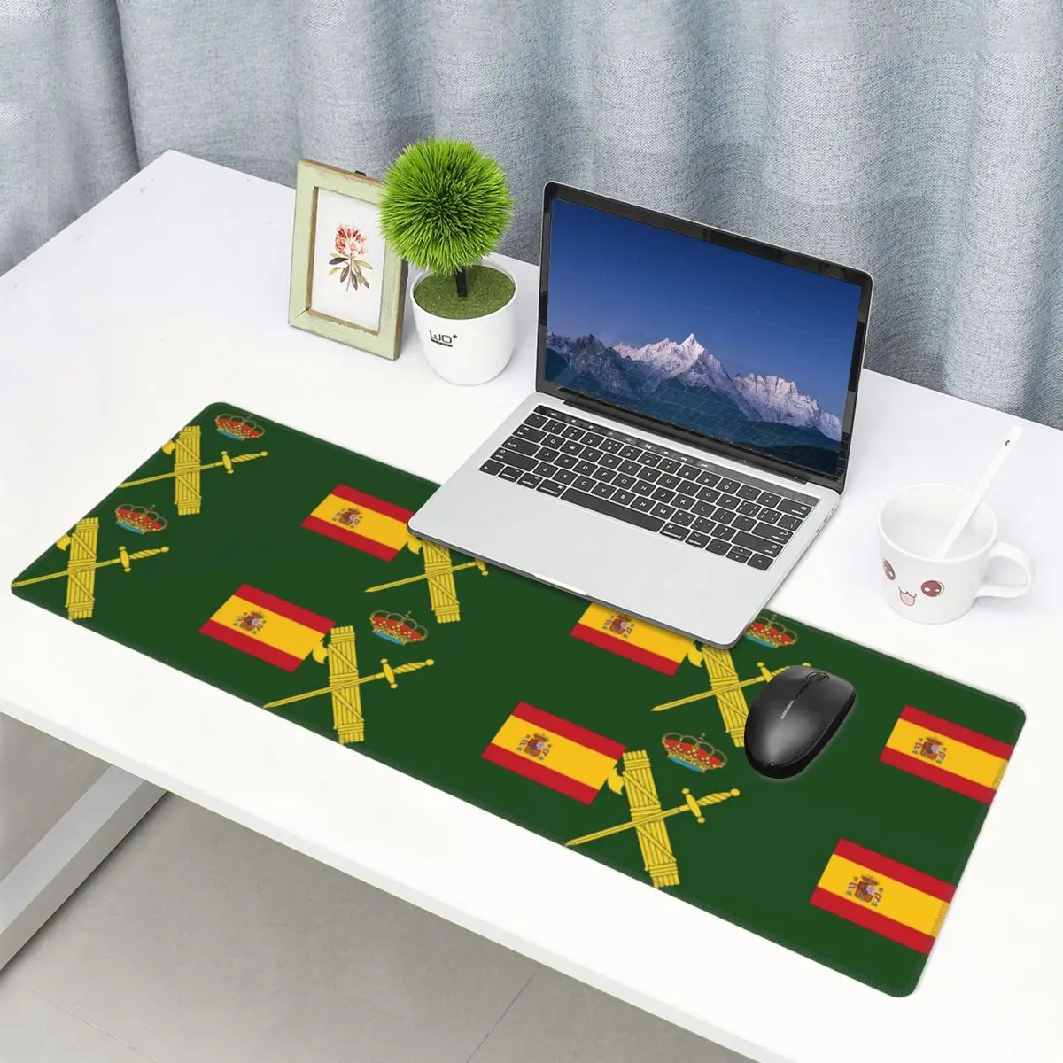 Large Mouse Pad Spain Flag Plus Emblem Civil Guard Gamer PC Laptop Mats Keyboard Carpet Computer Gaming Desk Mat
