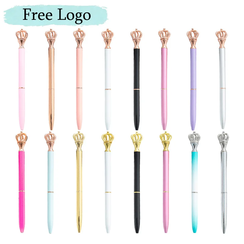 

10pcs Custom Logo Crown Metal Ballpoint Pen Stationery Fashion Printing Logo Advertising Gifts Office Supplies Ballpoint Pen