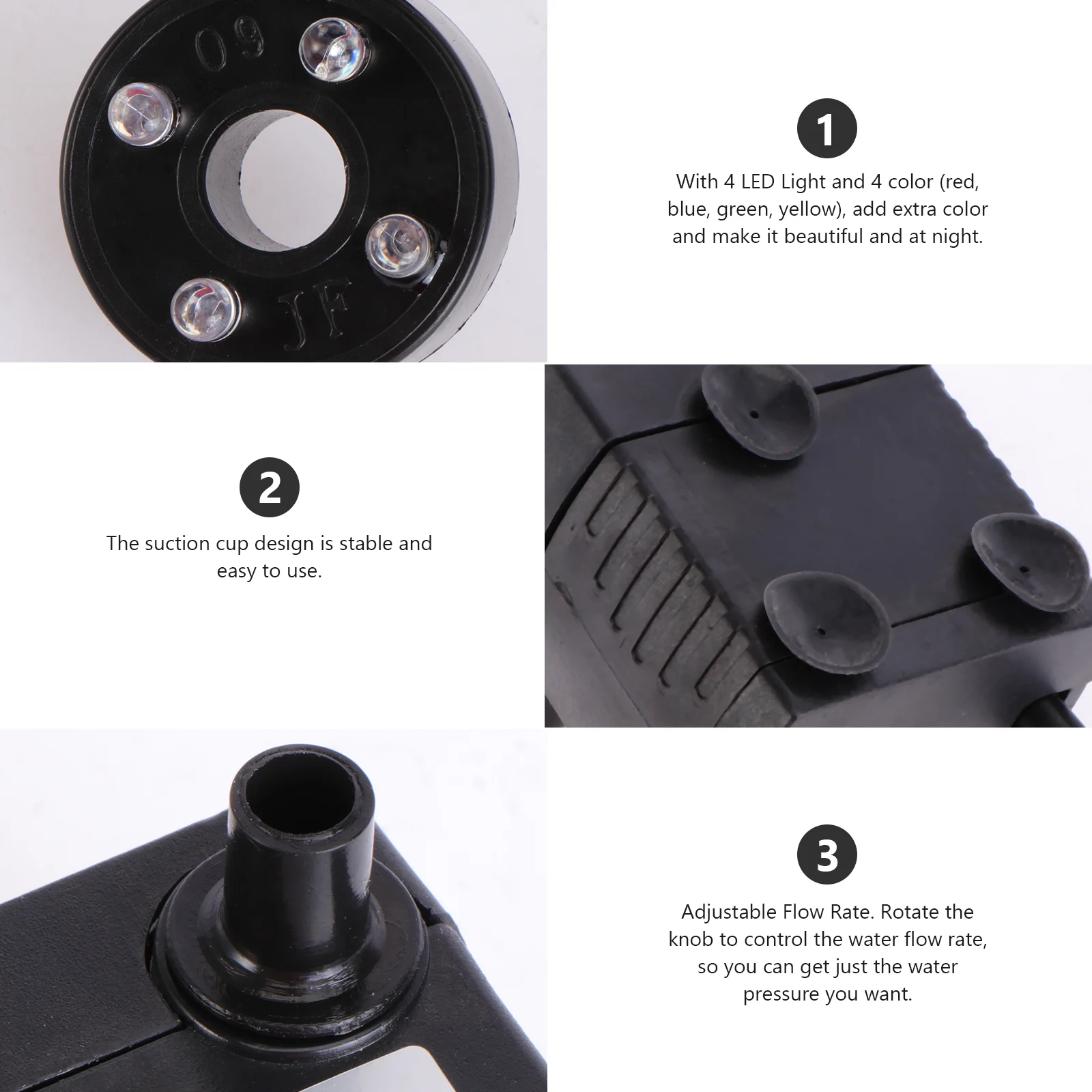 

3W LED Circulation Water Pump for Fountain Pond Aquarium Submersible Fish Tank Adjustable Flow Rate Energy Saving Low Noise